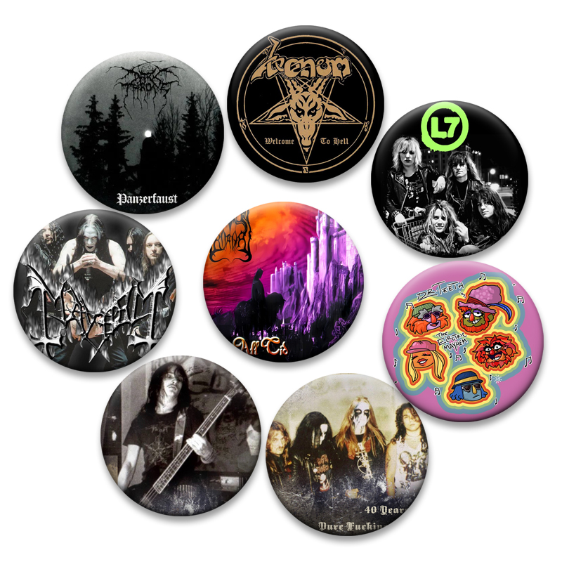 Crossfit Mayhem - Vintage Creative เข็มกลัดเพลงนักร้องรอบจอแสดงผล Badge Rock Mayhem