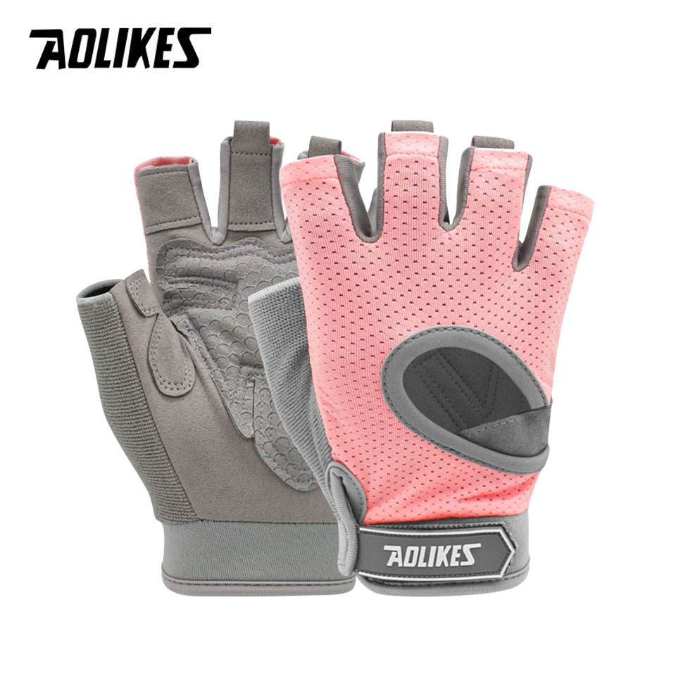 Crossfit Workout Gear - AOLIKES 1 คู่ถุงมือออกกําลังกาย Body Building กีฬาฟิตเนสดัมเบลออกกําลังกายถุงมือระบายอากาศสําหรับ
