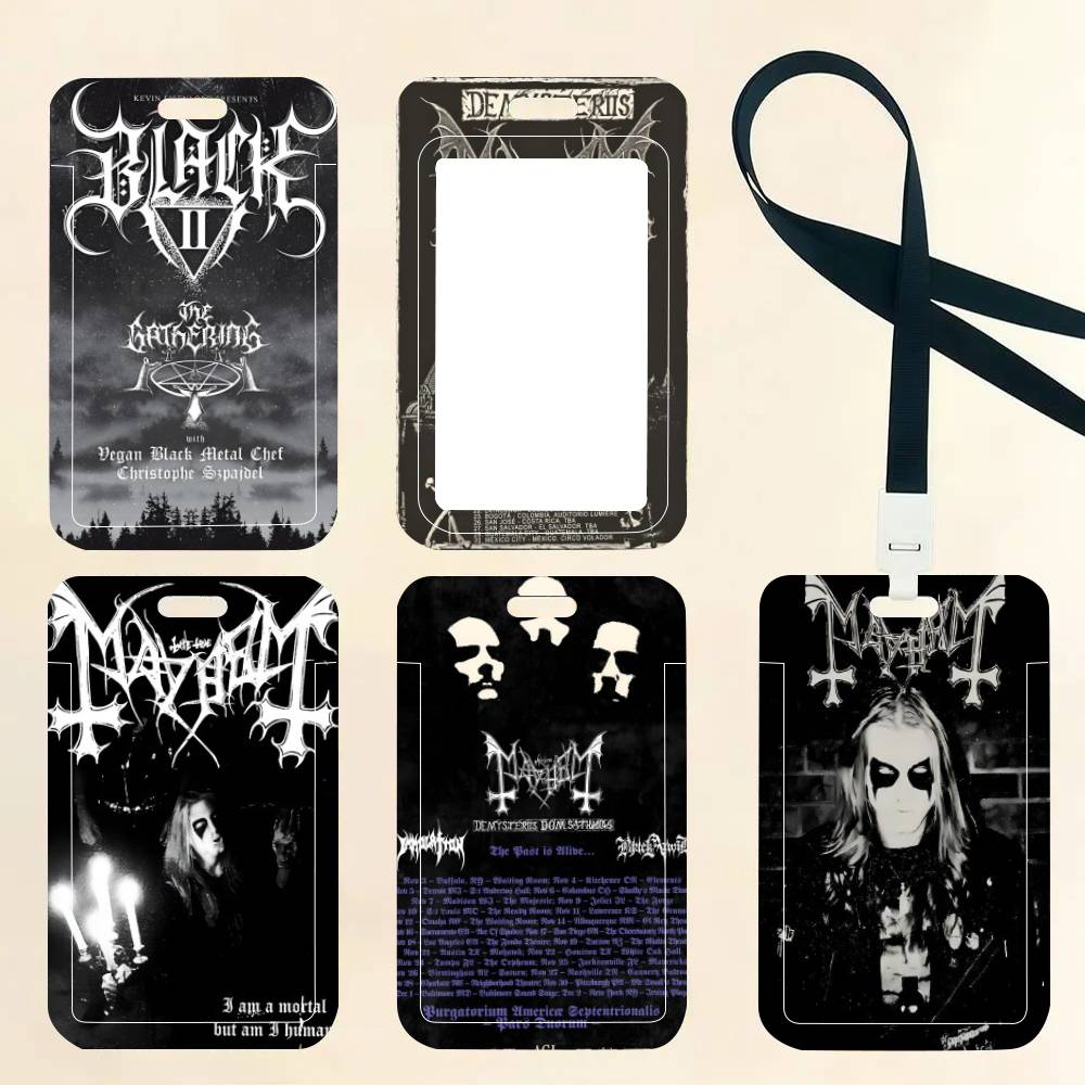 Crossfit Mayhem - สายคล้องคอพร้อมที่ใส่บัตร Black Metal Band M-Mayhem Dead