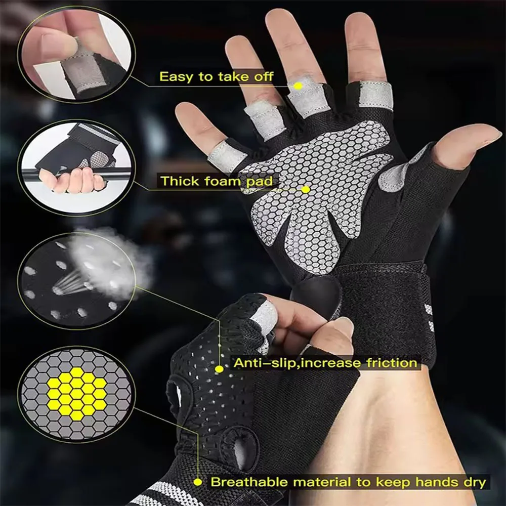 1 คู่ Half Finger GYM Fitness  - Crossfit Workout Gear บทวิจารณ์และราคา
